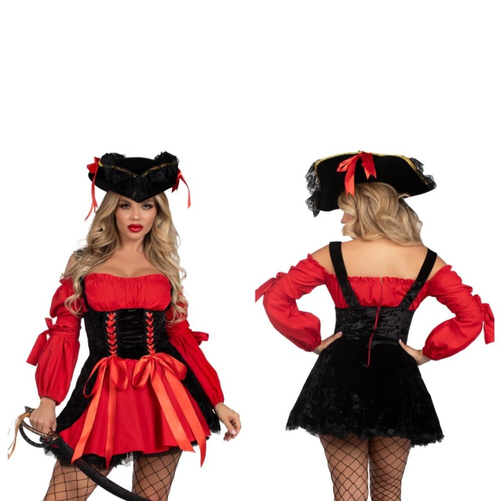 Leg Avenue Vixen Pirate Wench Costume + Matching Hat M/L - HALLOWEEN!